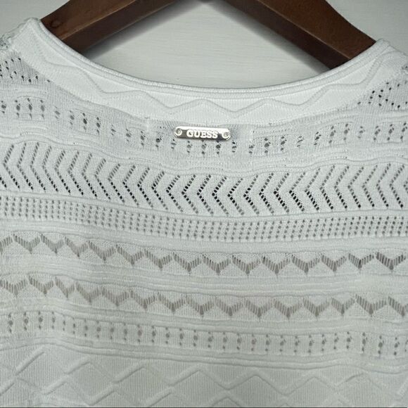 NWTs Guess Arielle Sweater Pick Styled Ruffled Hem White Dress Size Small - Picture 8 of 13